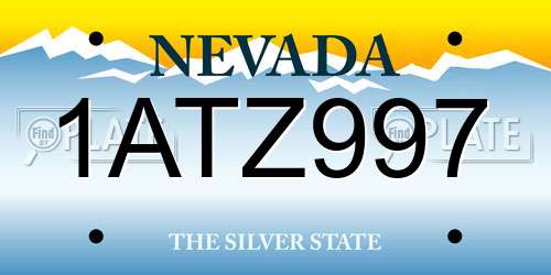 1ATZ997 Nevada License Plate