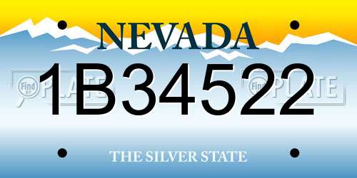 1B34522 Nevada License Plate