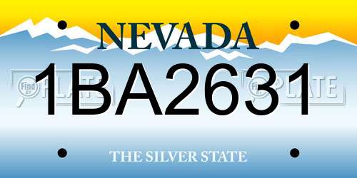 1BA2631 Nevada License Plate