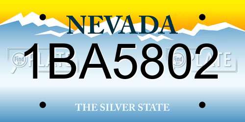 1BA5802 Nevada License Plate