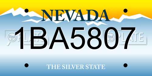 1BA5807 Nevada License Plate