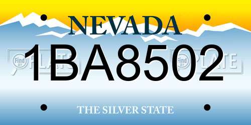 1BA8502 Nevada License Plate