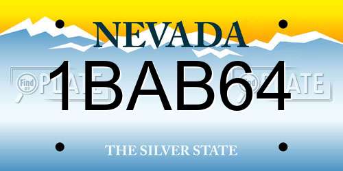 1BAB64 Nevada License Plate