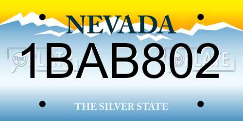 1BAB802 Nevada License Plate