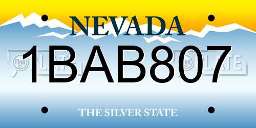 1BAB807 Nevada License Plate