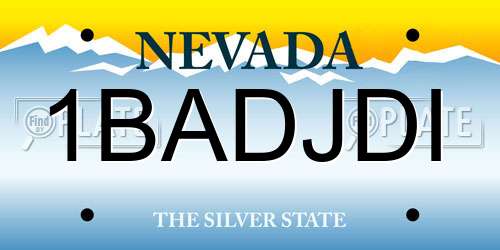 1BADJDI Nevada License Plate