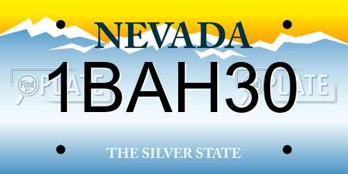 1BAH30 Nevada License Plate