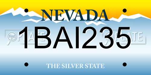 1BAI235 Nevada License Plate