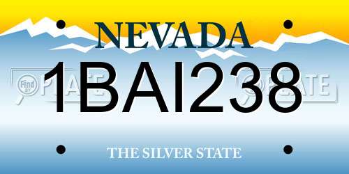 1BAI238 Nevada License Plate