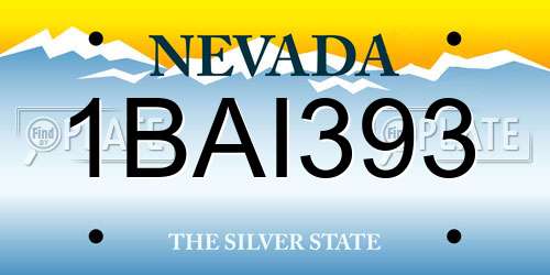 1BAI393 Nevada License Plate