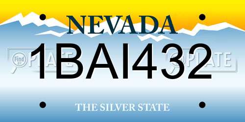 1BAI432 Nevada License Plate