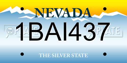1BAI437 Nevada License Plate