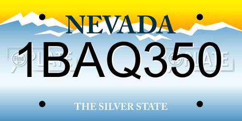 1BAQ350 Nevada License Plate