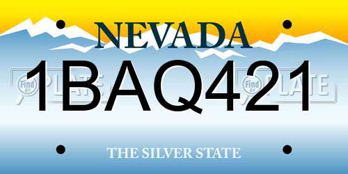1BAQ421 Nevada License Plate
