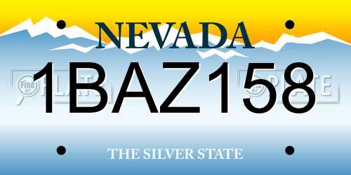 1BAZ158 Nevada License Plate