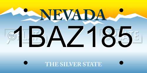 1BAZ185 Nevada License Plate