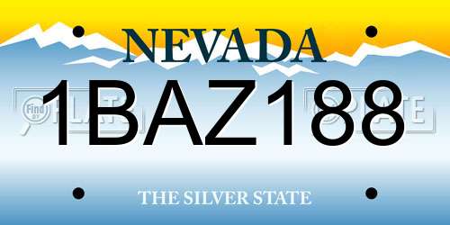 1BAZ188 Nevada License Plate