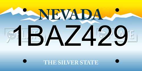 1BAZ429 Nevada License Plate