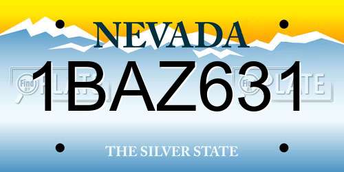1BAZ631 Nevada License Plate