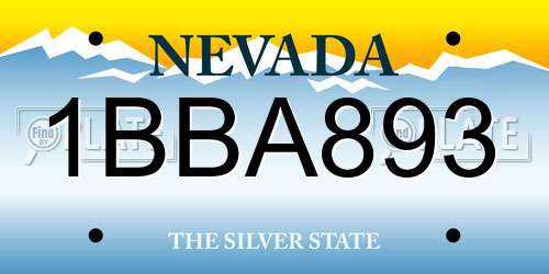 1BBA893 Nevada License Plate