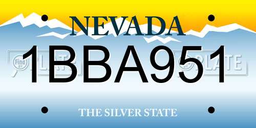 1BBA951 Nevada License Plate