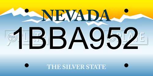 1BBA952 Nevada License Plate