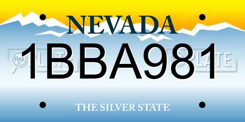 1BBA981 Nevada License Plate