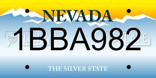 1BBA982 Nevada License Plate