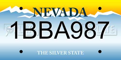 1BBA987 Nevada License Plate
