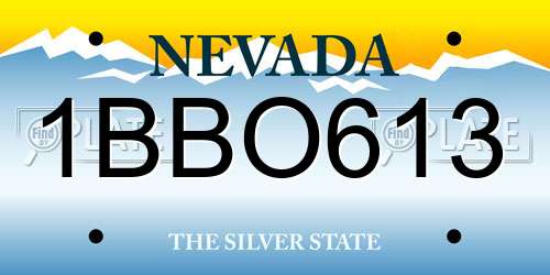 1BBO613 Nevada License Plate