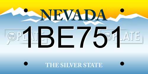1BE751 Nevada License Plate
