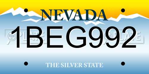 1BEG992 Nevada License Plate