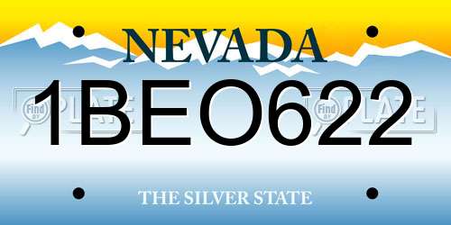 1BEO622 Nevada License Plate