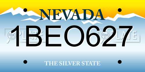 1BEO627 Nevada License Plate