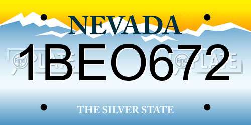 1BEO672 Nevada License Plate