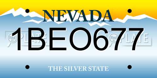 1BEO677 Nevada License Plate