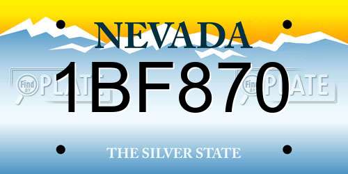1BF870 Nevada License Plate