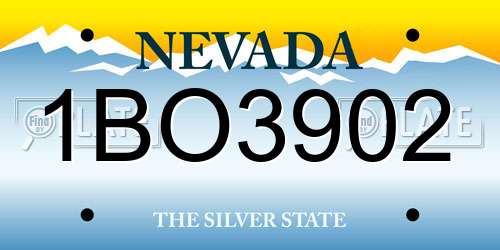 1BO3902 Nevada License Plate