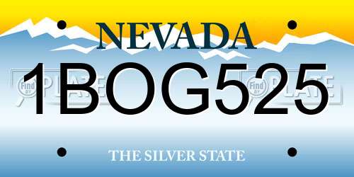 1BOG525 Nevada License Plate