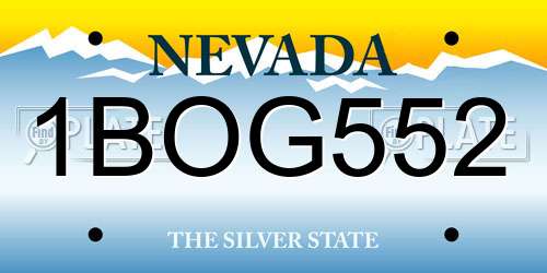1BOG552 Nevada License Plate