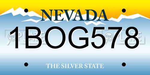 1BOG578 Nevada License Plate