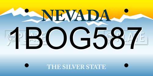 1BOG587 Nevada License Plate