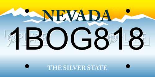 1BOG818 Nevada License Plate