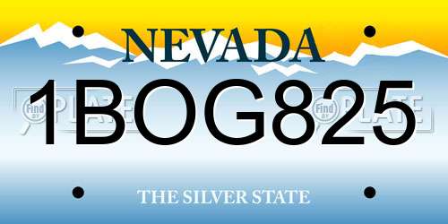 1BOG825 Nevada License Plate