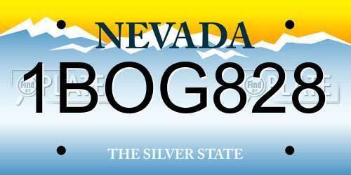1BOG828 Nevada License Plate