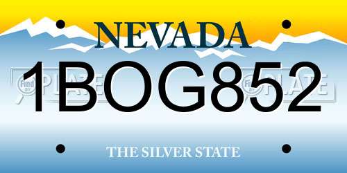 1BOG852 Nevada License Plate