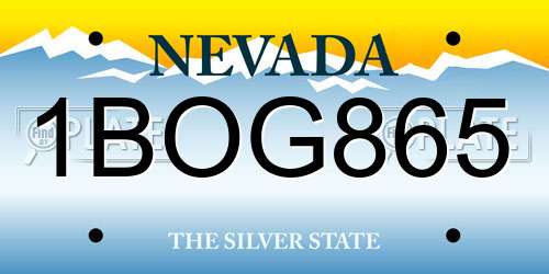 1BOG865 Nevada License Plate