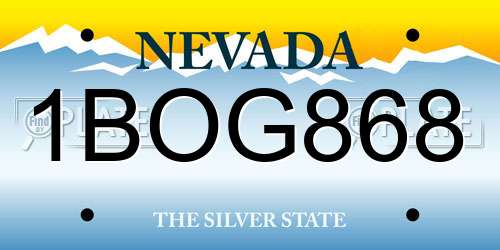 1BOG868 Nevada License Plate