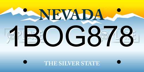1BOG878 Nevada License Plate