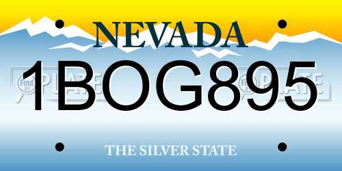 1BOG895 Nevada License Plate